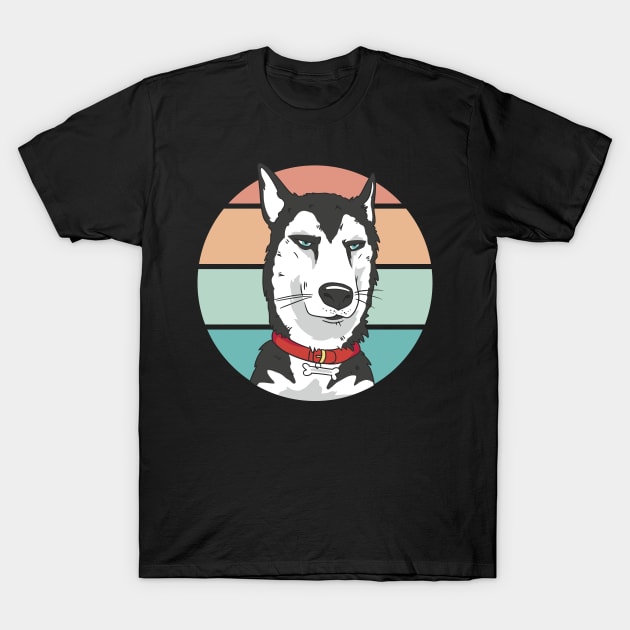 Husky dog retro sunset T-Shirt by Zimmermanr Liame